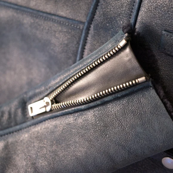 Coach Blue Shearling Leather Jacket - Picture 4 of 6